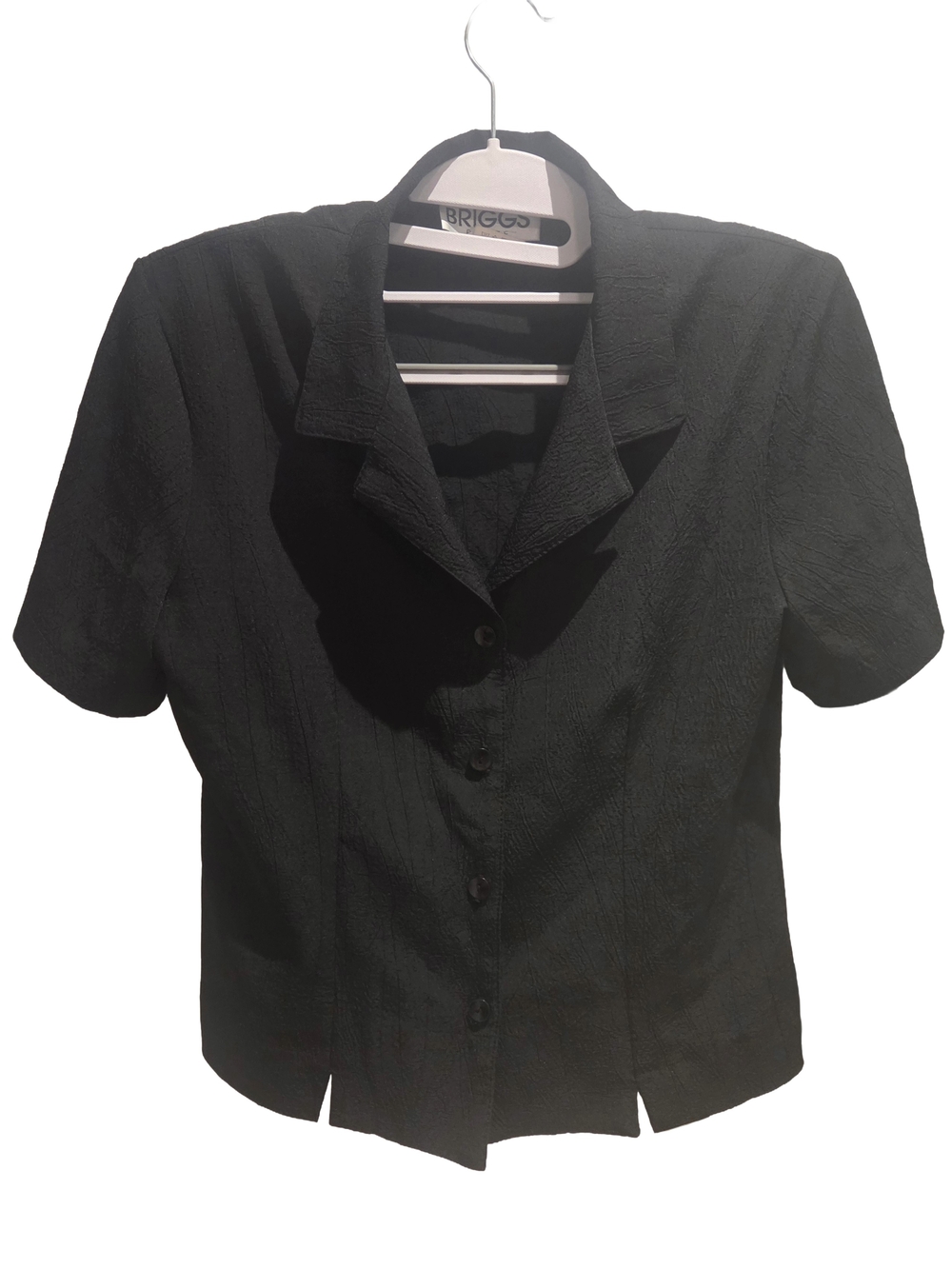 Vintage Briggs Petite Black Button-Up Collared Shirt